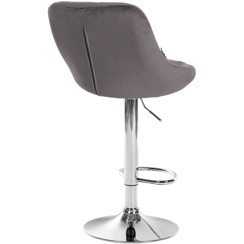 Tabouret de bar moderne chic en Velours Gris Métal Argenté Zerion - 4