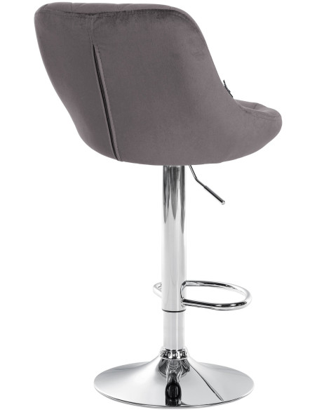 Tabouret de bar moderne chic en Velours Gris Métal Argenté Zerion - 4