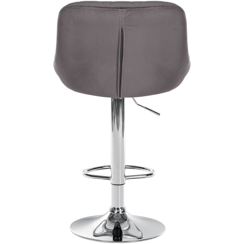 Tabouret de bar moderne chic en Velours Gris Métal Argenté Zerion - 5