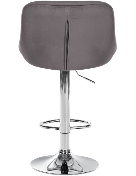 Tabouret de bar moderne chic en Velours Gris Métal Argenté Zerion - 5