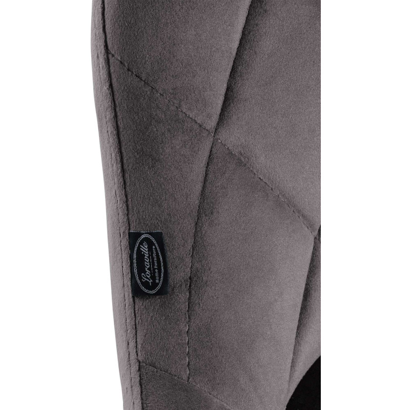 Tabouret de bar moderne chic en Velours Gris Métal Argenté Zerion - 6