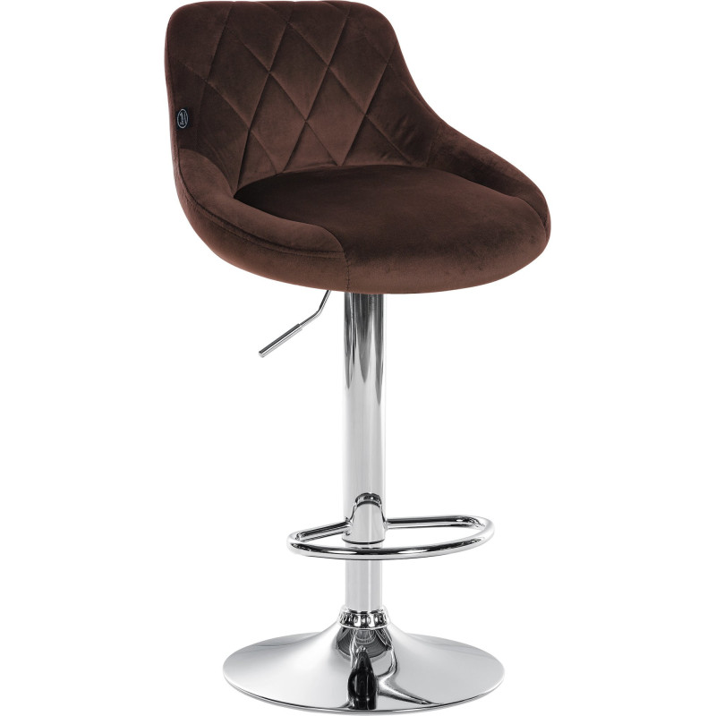 Tabouret de bar moderne chic en Velours Marron Métal Argenté Zerion - 1