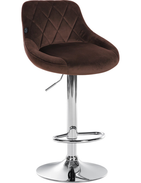Tabouret de bar moderne chic en Velours Marron Métal Argenté Zerion - 1