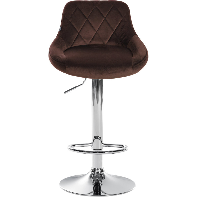 Tabouret de bar moderne chic en Velours Marron Métal Argenté Zerion - 2
