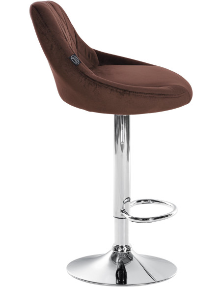 Tabouret de bar moderne chic en Velours Marron Métal Argenté Zerion - 3