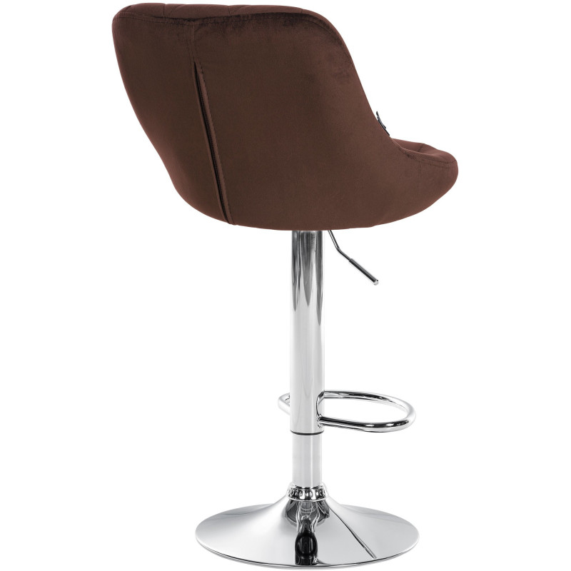 Tabouret de bar moderne chic en Velours Marron Métal Argenté Zerion - 4