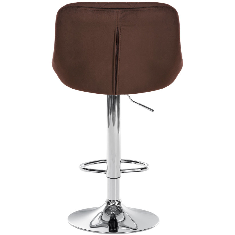 Tabouret de bar moderne chic en Velours Marron Métal Argenté Zerion - 5