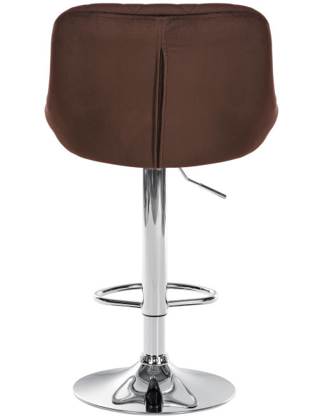 Tabouret de bar moderne chic en Velours Marron Métal Argenté Zerion - 5