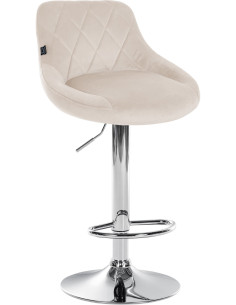 Tabouret de bar moderne chic en Velours Blanc crème Métal Argenté Zerion - 1