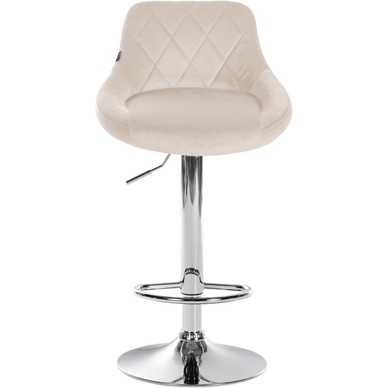 Tabouret de bar moderne chic en Velours Blanc crème Métal Argenté Zerion - 2