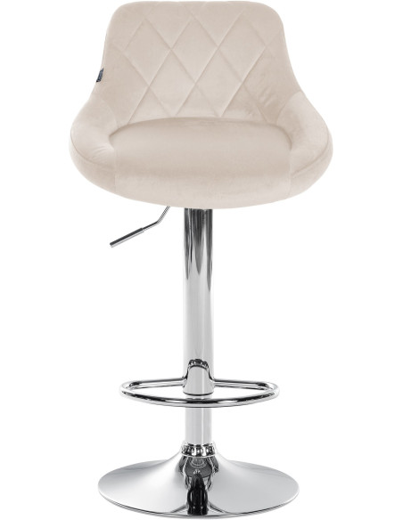 Tabouret de bar moderne chic en Velours Blanc crème Métal Argenté Zerion - 2