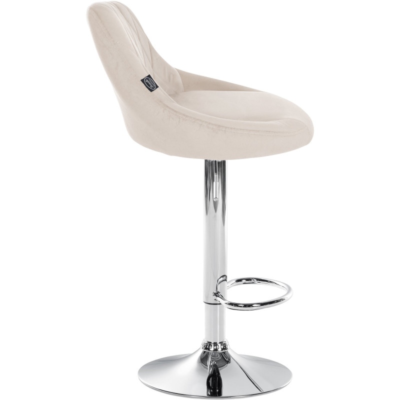 Tabouret de bar moderne chic en Velours Blanc crème Métal Argenté Zerion - 3