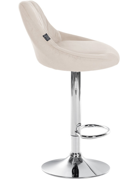 Tabouret de bar moderne chic en Velours Blanc crème Métal Argenté Zerion - 3