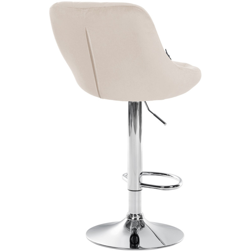 Tabouret de bar moderne chic en Velours Blanc crème Métal Argenté Zerion - 4