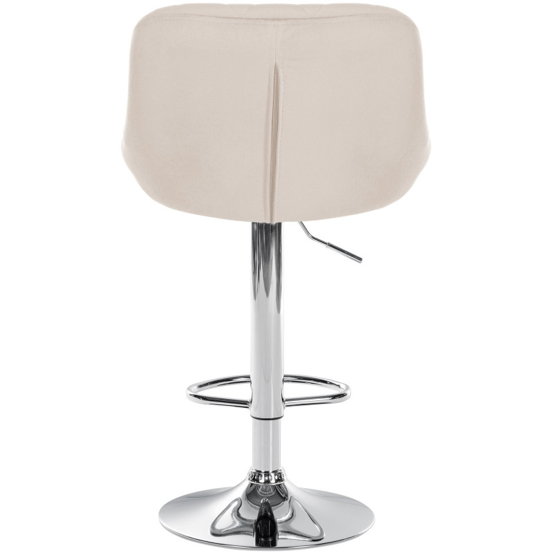 Tabouret de bar moderne chic en Velours Blanc crème Métal Argenté Zerion - 5
