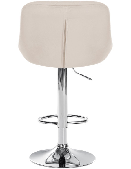 Tabouret de bar moderne chic en Velours Blanc crème Métal Argenté Zerion - 5
