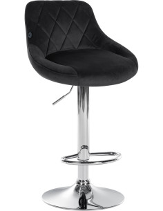 Tabouret de bar moderne chic en Velours Noir Métal Argenté Zerion - 1