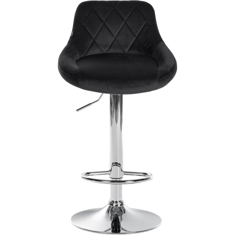 Tabouret de bar moderne chic en Velours Noir Métal Argenté Zerion - 2