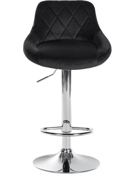 Tabouret de bar moderne chic en Velours Noir Métal Argenté Zerion - 2