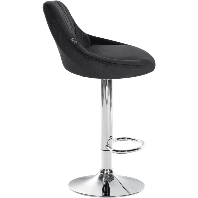 Tabouret de bar moderne chic en Velours Noir Métal Argenté Zerion - 3