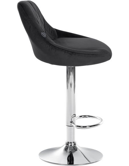Tabouret de bar moderne chic en Velours Noir Métal Argenté Zerion - 3