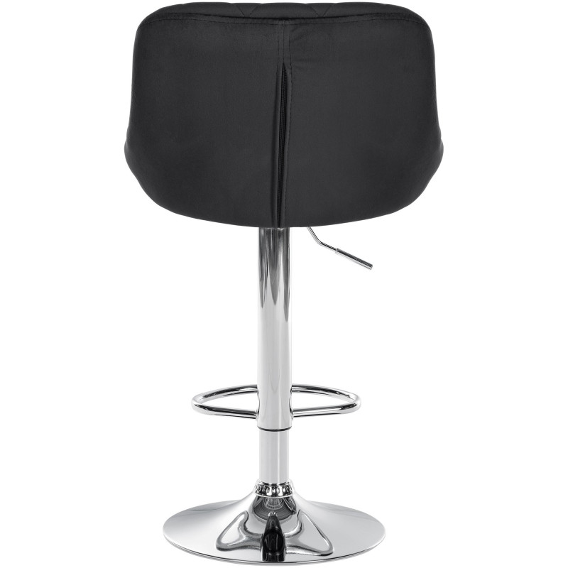 Tabouret de bar moderne chic en Velours Noir Métal Argenté Zerion - 5