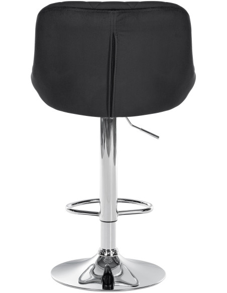 Tabouret de bar moderne chic en Velours Noir Métal Argenté Zerion - 5