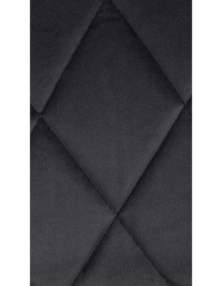 Tabouret de bar moderne chic en Velours Noir Métal Argenté Zerion - 7