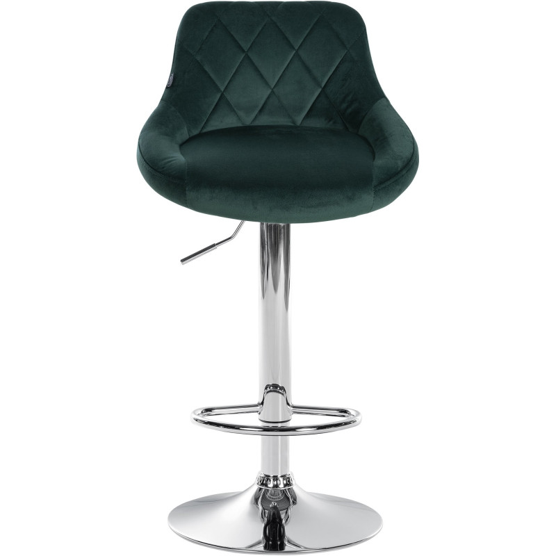 Tabouret de bar moderne chic en Velours Vert foncé Métal Argenté Zerion - 2