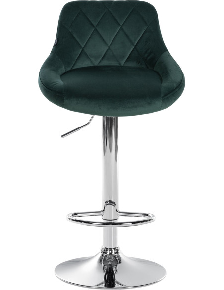 Tabouret de bar moderne chic en Velours Vert foncé Métal Argenté Zerion - 2