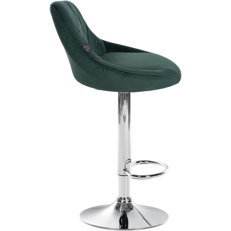 Tabouret de bar moderne chic en Velours Vert foncé Métal Argenté Zerion - 3