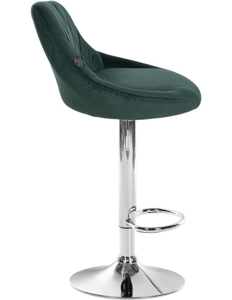 Tabouret de bar moderne chic en Velours Vert foncé Métal Argenté Zerion - 3