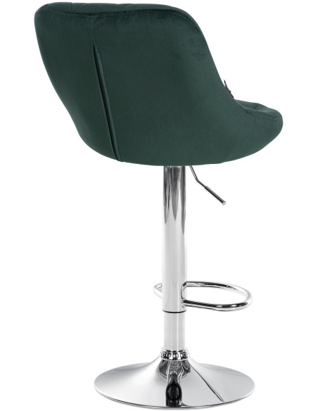 Tabouret de bar moderne chic en Velours Vert foncé Métal Argenté Zerion - 4