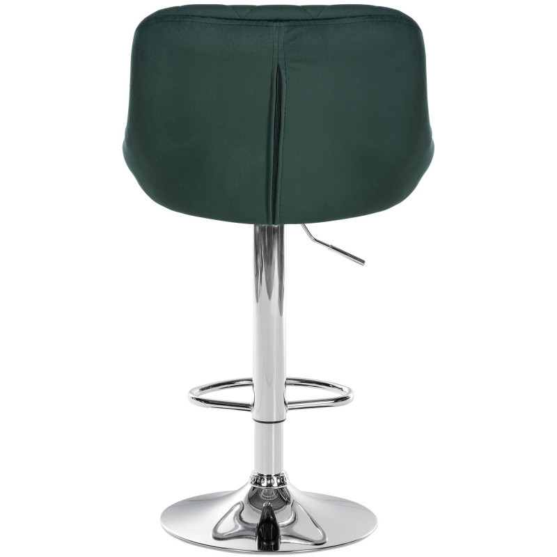 Tabouret de bar moderne chic en Velours Vert foncé Métal Argenté Zerion - 5