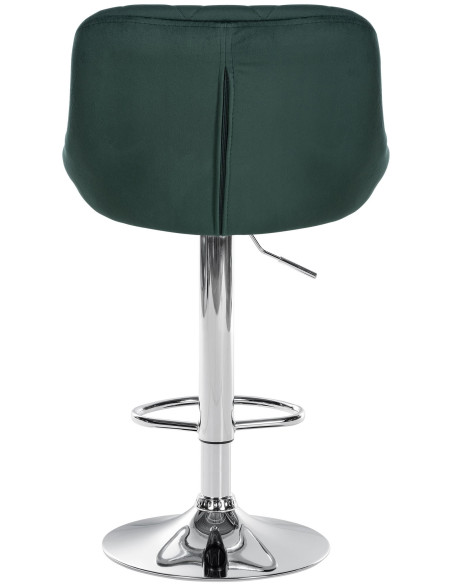 Tabouret de bar moderne chic en Velours Vert foncé Métal Argenté Zerion - 5