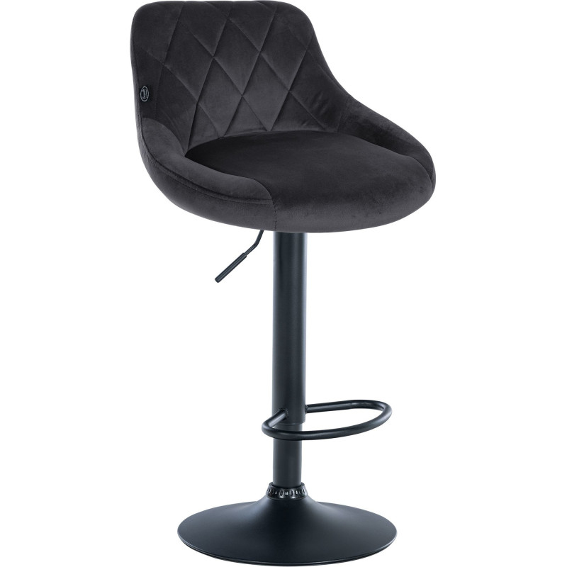 Tabouret de bar moderne chic en Velours Gris foncé Métal Noir Zerion - 1