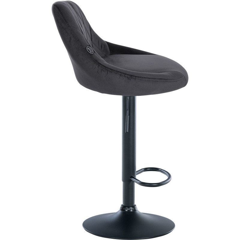 Tabouret de bar moderne chic en Velours Gris foncé Métal Noir Zerion - 3