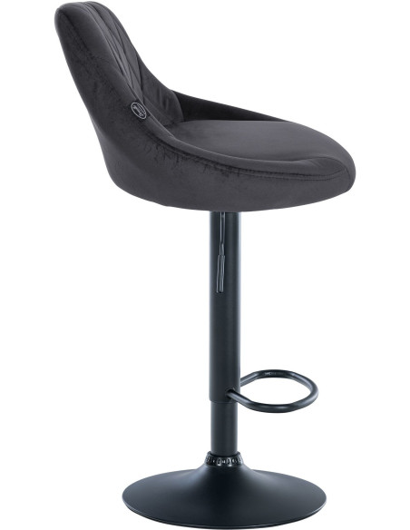 Tabouret de bar moderne chic en Velours Gris foncé Métal Noir Zerion - 3