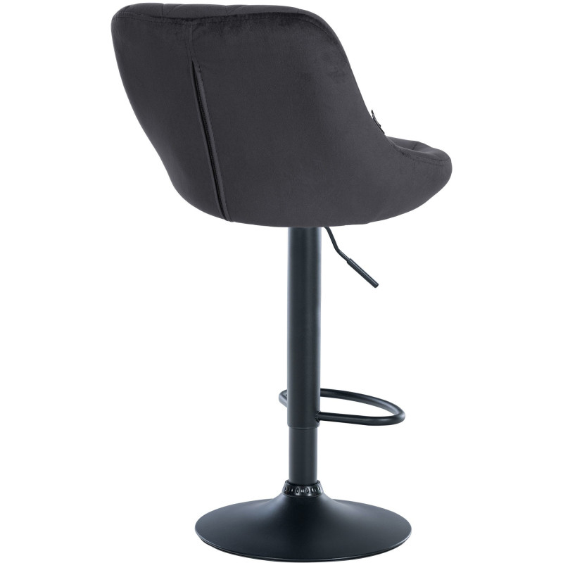 Tabouret de bar moderne chic en Velours Gris foncé Métal Noir Zerion - 4