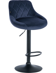 Tabouret de bar moderne chic en Velours Bleu Métal Noir Zerion - 1