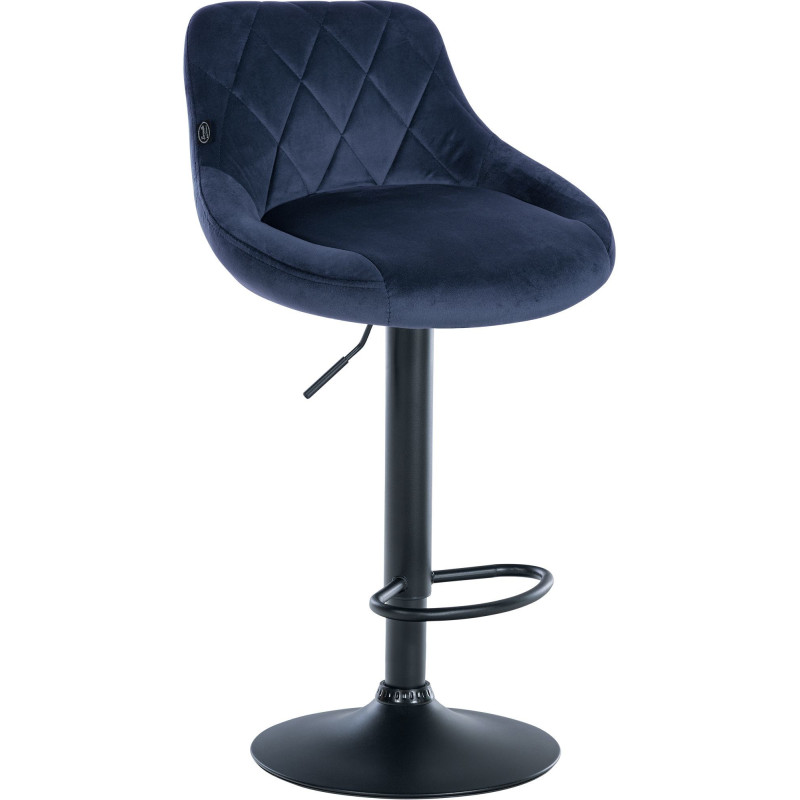 Tabouret de bar moderne chic en Velours Bleu Métal Noir Zerion - 1