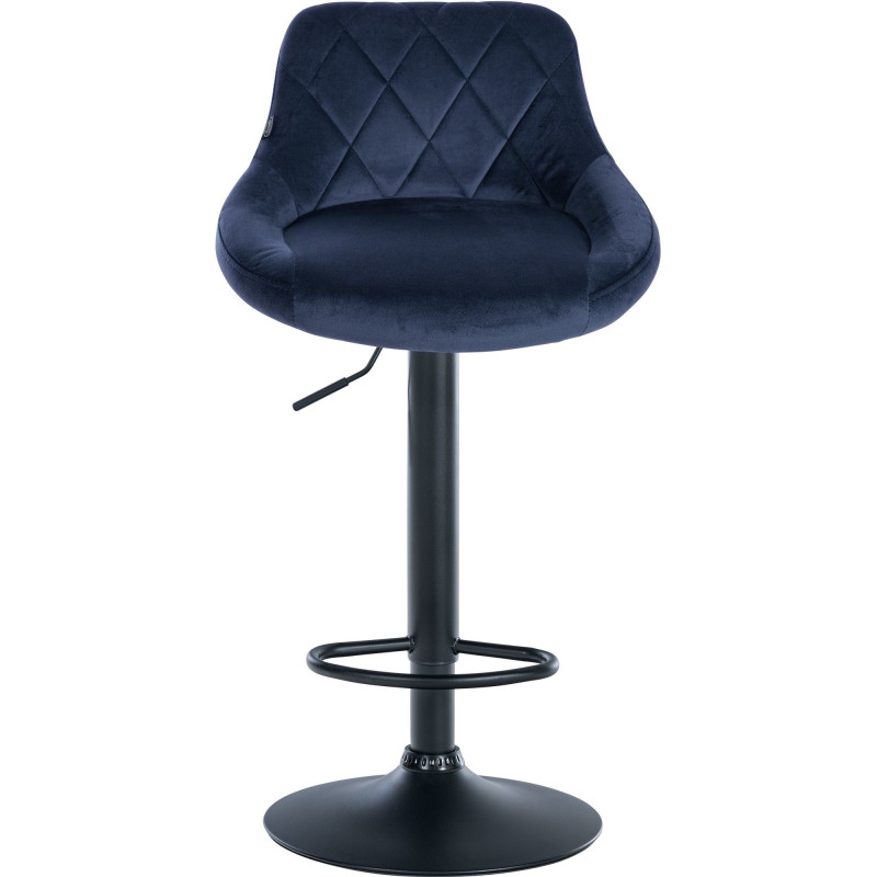 Tabouret de bar moderne chic en Velours Bleu Métal Noir Zerion - 2
