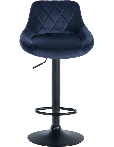 Tabouret de bar moderne chic en Velours Bleu Métal Noir Zerion - 2