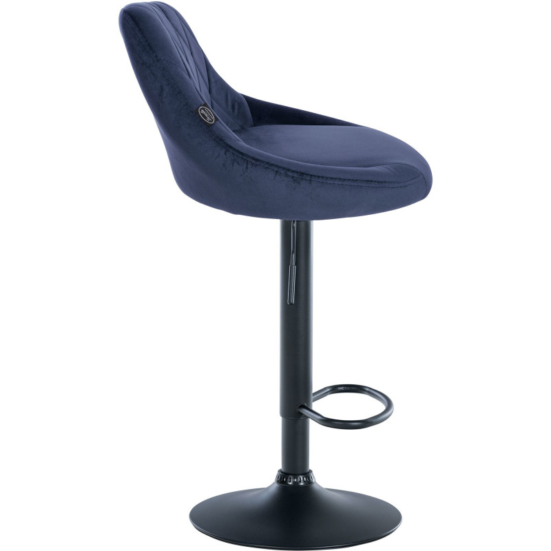 Tabouret de bar moderne chic en Velours Bleu Métal Noir Zerion - 3
