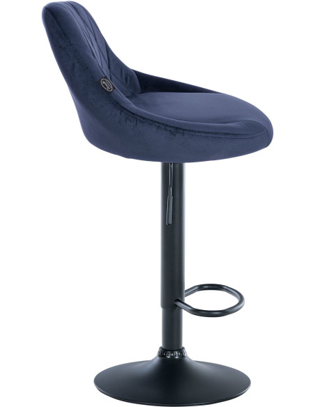 Tabouret de bar moderne chic en Velours Bleu Métal Noir Zerion - 3