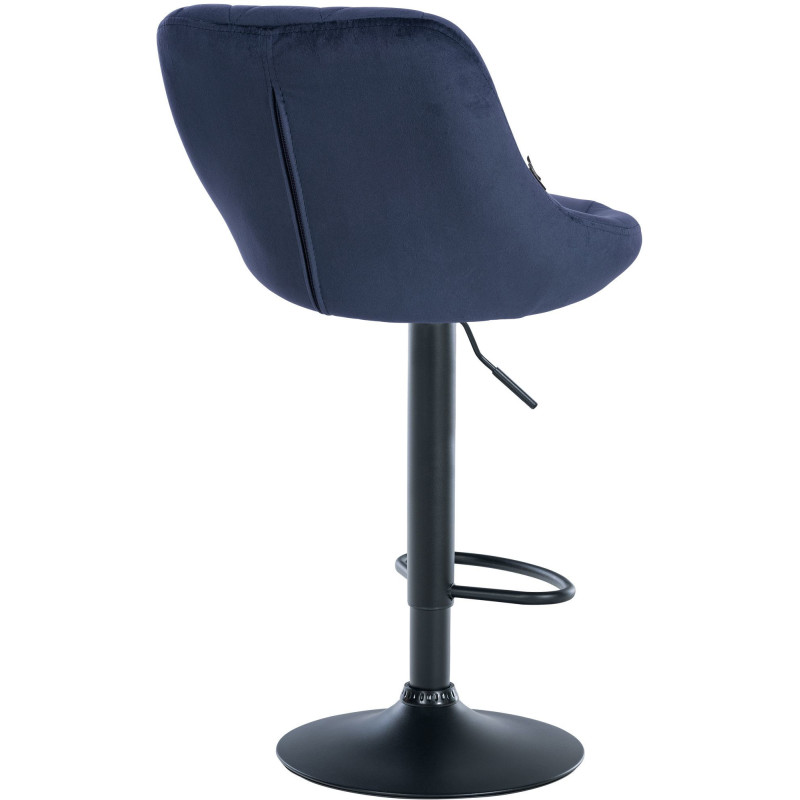 Tabouret de bar moderne chic en Velours Bleu Métal Noir Zerion - 4
