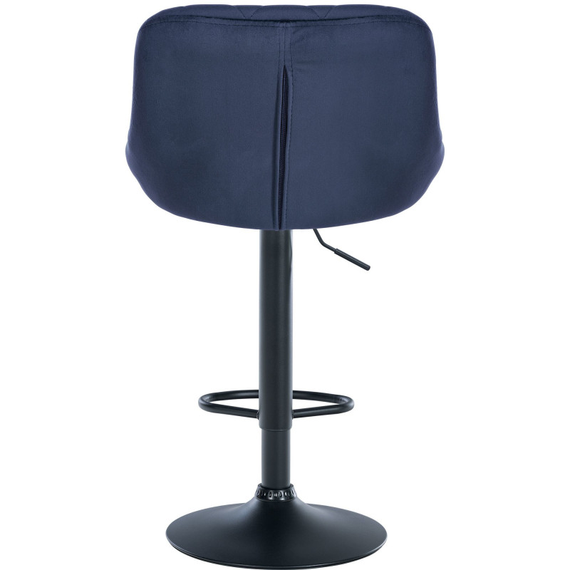 Tabouret de bar moderne chic en Velours Bleu Métal Noir Zerion - 5