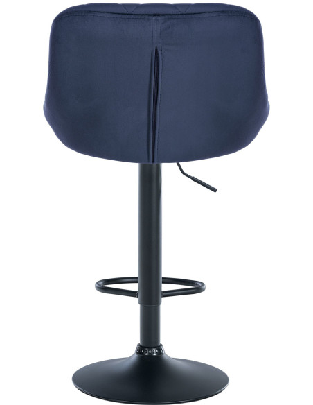 Tabouret de bar moderne chic en Velours Bleu Métal Noir Zerion - 5