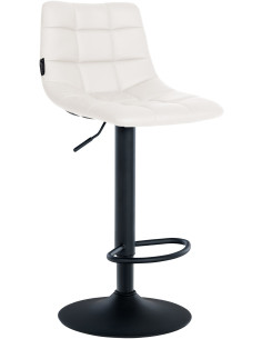 Tabouret de bar réglable matelassé en Polyuréthane Blanc Métal Noir Léon - 1