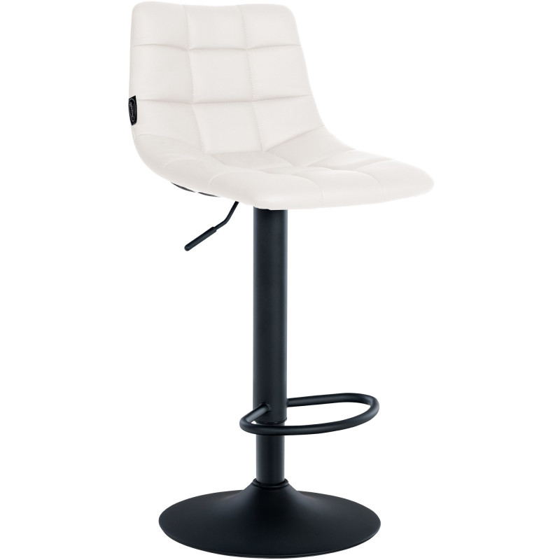 Tabouret de bar réglable matelassé en Polyuréthane Blanc Métal Noir Léon - 1